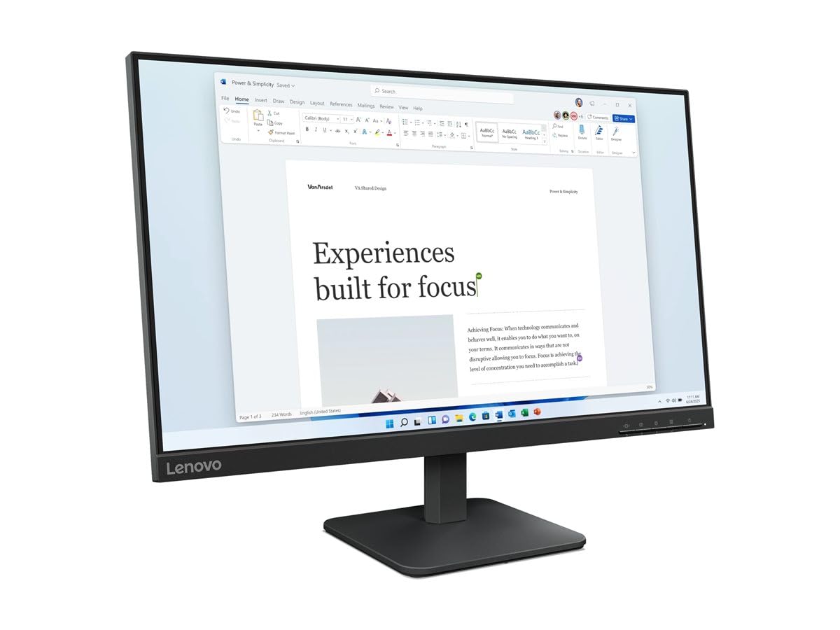 Lenovo L24-4e - Schermo 23.8'' FHD (IPS, 100 Hz, 4 ms, HDMI+VGA, cavo HDMI), nero