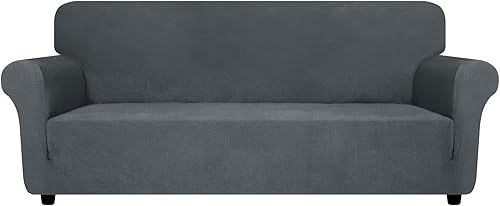 Miniatura 7 de ZNSAYOTX Funda súper elástica para sofá (72-92 pulgadas), funda de sofá a rayas con parte inferior elástica, tela de elastano, a prueba de perros y