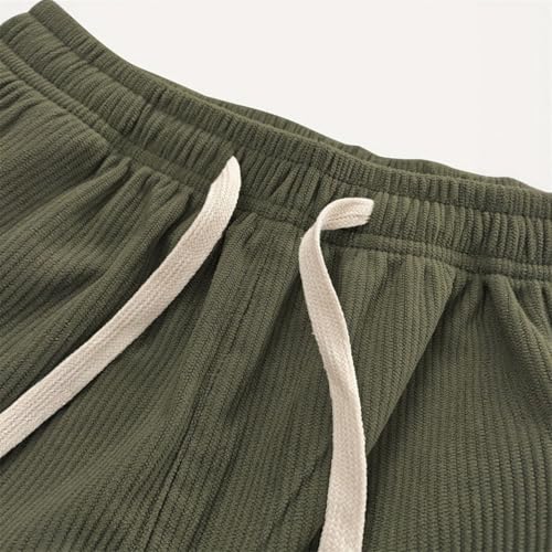 Mens Pants, Corduroy Fabric Men's Daily Casual deep V Striped lace-up Loose Elastic Waist Pocket Pants with Pockets2