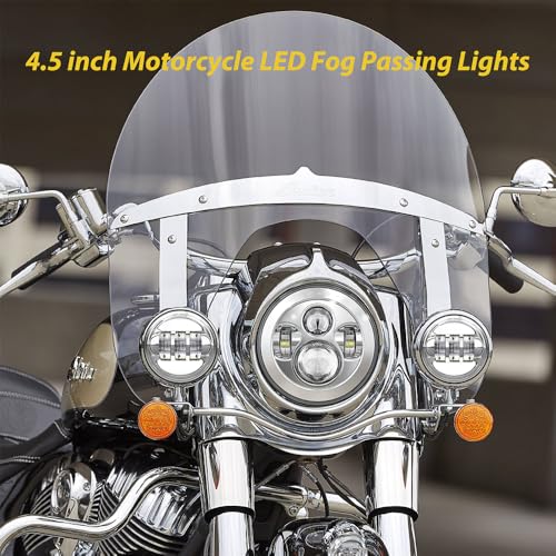 Image of 4.5 inch Motorcycle LED Fog Passing Lights Compatible with Harley Davidson Road King Fat Boy Ultra Classic Street Glide Heritage Softail Deluxe Switchback Electra Glide Ultra Limited CVO Tri Glide