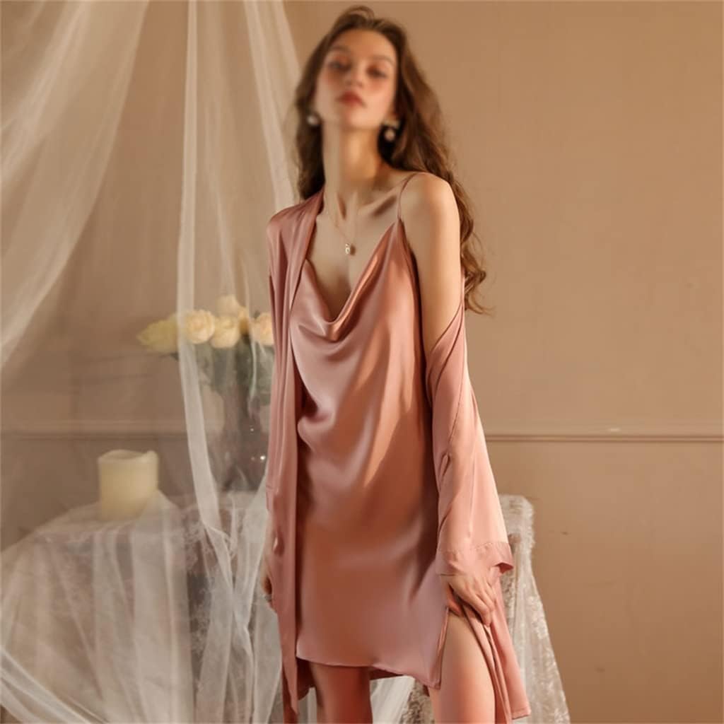 Nightwear sexy pajamas spring and autumn women thin ice silk dangling collar hot sling