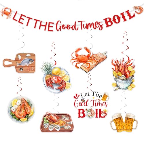 Bannière Let the Good Times Boil et découpe écrevisses pour décoration de table fruits de mer