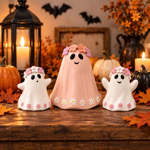 caiydramy 5.7" 3 Pcs Halloween Ghost Figurines, Cute Girly Table Decor - image 8