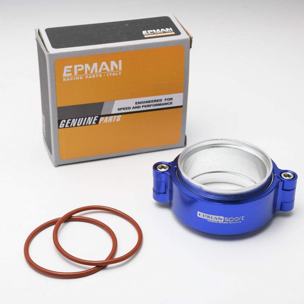 EPKKA102 Exhaust V-Band Clamp with Flange System Assembly Anodized Clamp for 4" OD Exhaust Downpipe Turbo Dump Pipe (Blue)