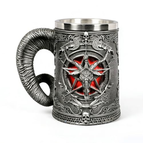 Jarra Cerveza Vikinga, Jarra Cerveza de Madera 600ml, SGZIOO Rune Vintage Caneca Cerveja Con Forro de Acero Inoxidable, Taza de Bebida Medieval para Café/Bebida/Jugo