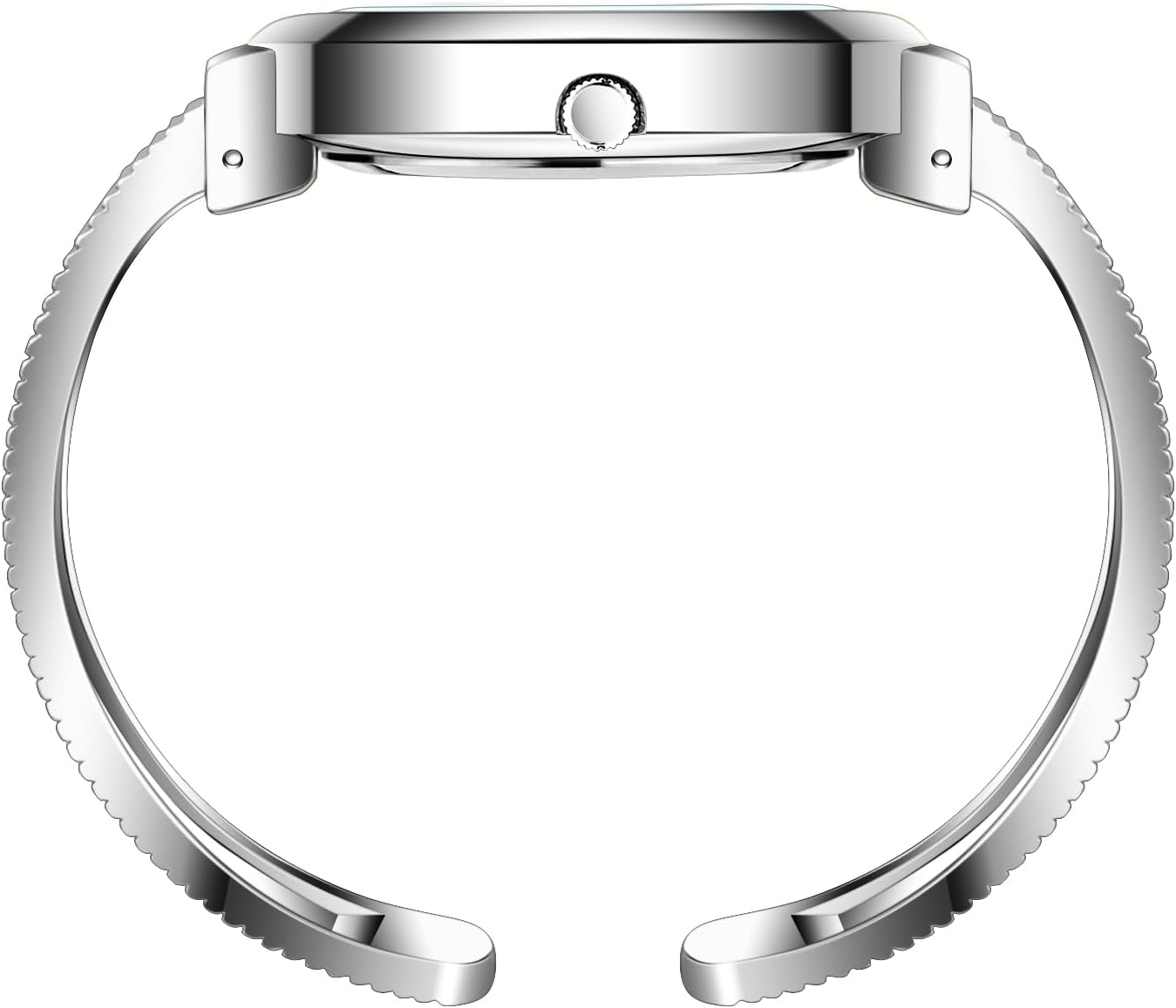 Blekon Collections Womens 37mm Case Arabic Numerals Analog Display Mesh Textured Cuff Bangle Ladies Wrist Watch