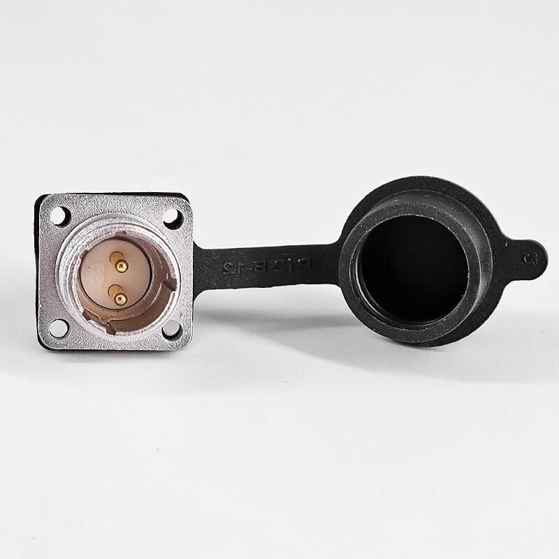 TP12 2 Pin Male Socket 4 Hole Flange Connector Solder Cup for Cable with Rubber Dust Cap