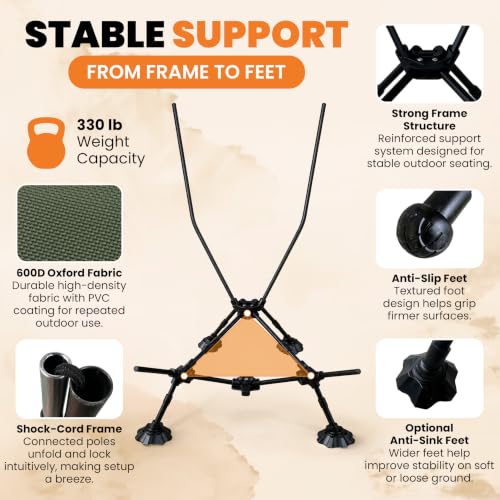 Silla de Camping Compacta con Respaldo Alto - Altura y Reclinado Ajustables miniatura 4