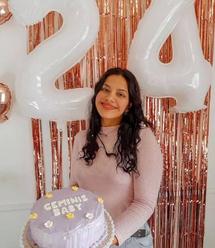 Image of White 4 Balloon, Translucent Number Balloons 40 Inch, 4th White Party Decorations, Four Large Numbers for Party Decor, Number 4 Balloon