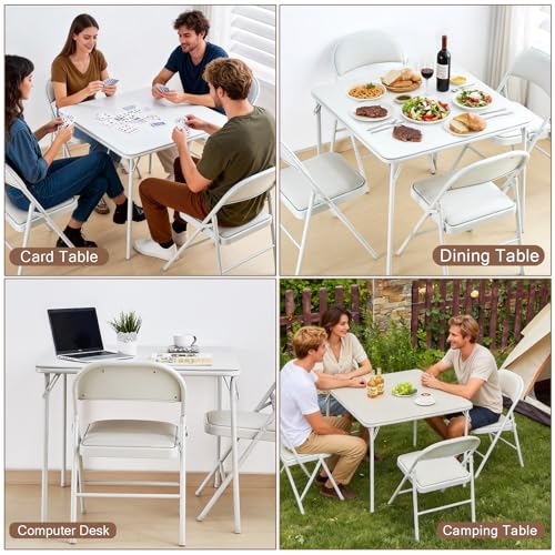 Table pliante carrée blanche compacte 80x80 cm pour 4 personnes