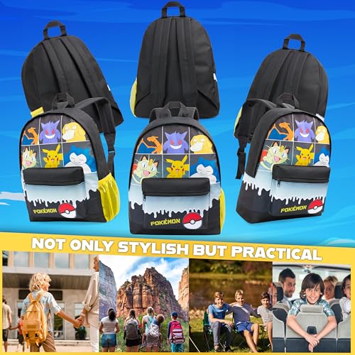 Image of Pokemon Backpack Kids School Bag Boys Girls Teens Pikachu Pokeball