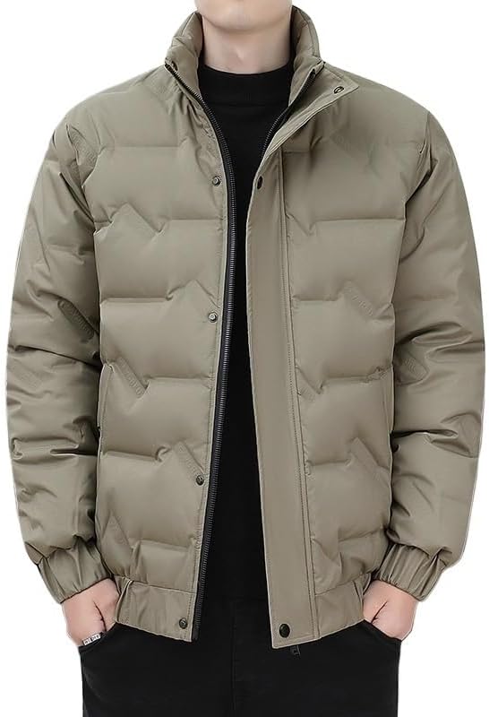 Mens Stand Collar Graphene Heated Down Jacket Winter Warm Youth Casual Thick Insulated Puffer Coat