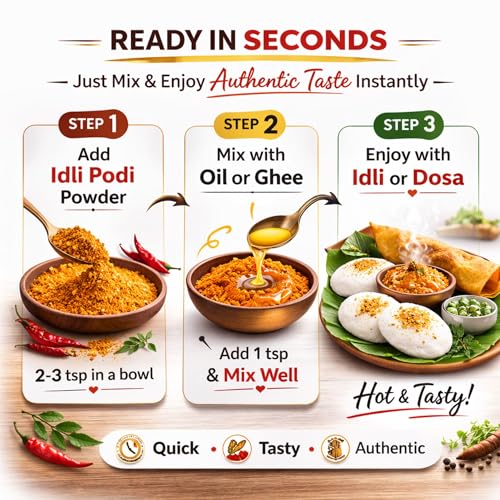 Image of 6Flavors Idli Podi Powder 250g | Chutney Powder | Podi Masala South Indian | Gunpowder Podi for Idli, Dosa & Rice | No Onion No Garlic | No Preservatives | Flavor: (Spicy & Hot)
