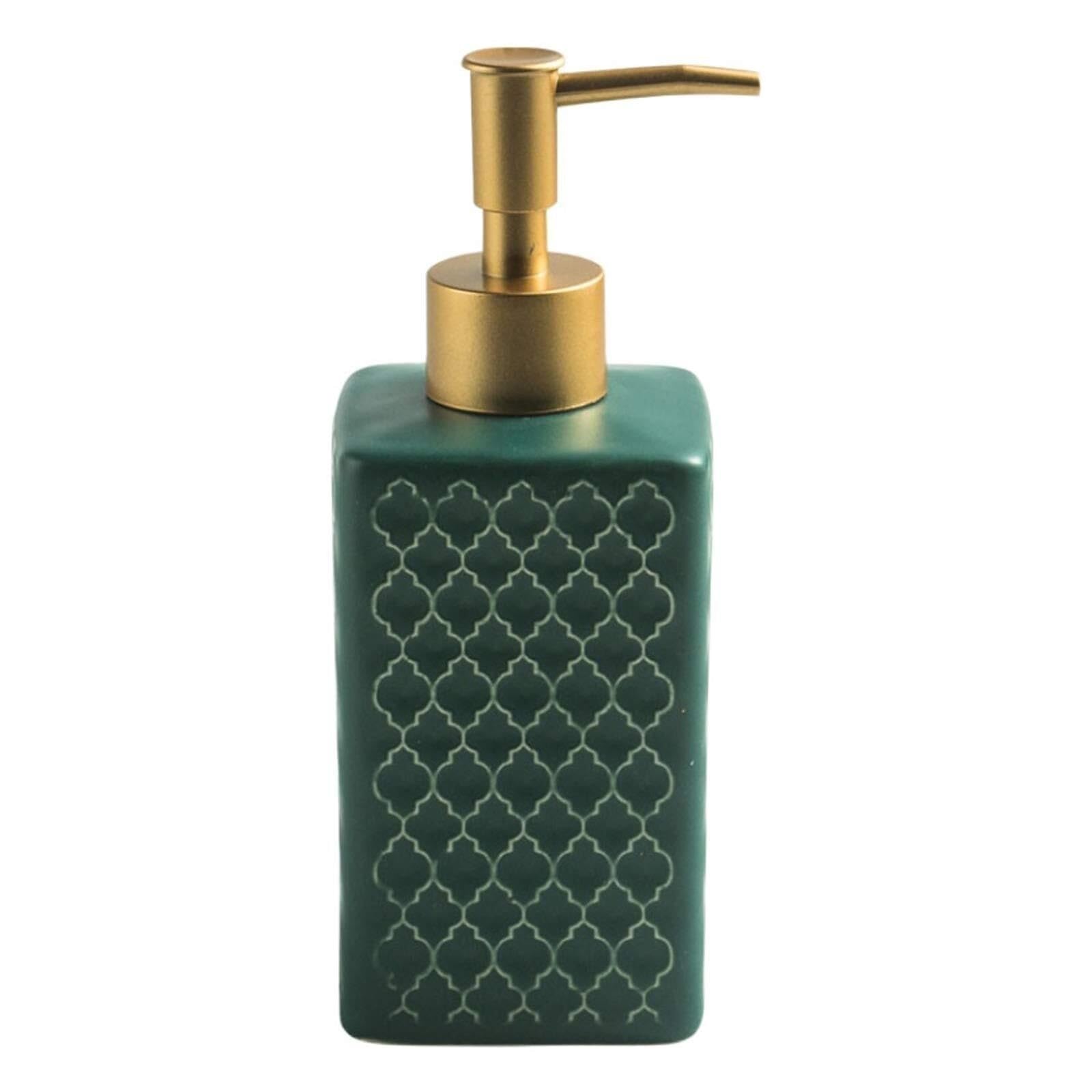 Bathroom Countertop Soap Ceramic Bathroom Soap Dispenser Lotion Bottle Pump Empty Bottles Decor and Accessories(Green)