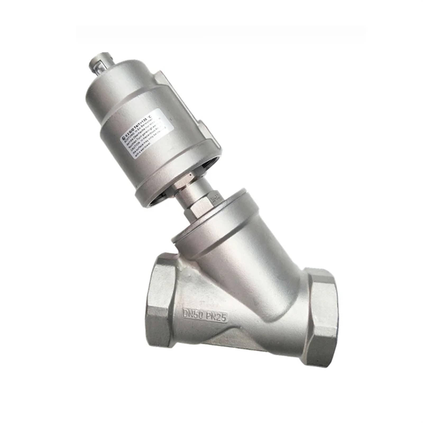 RCGKNNMUZ DN50 Stainless Steel Pneumatic Actuator Angle Seat Valve Normally Closed Seal Pneumatic Seat Valve