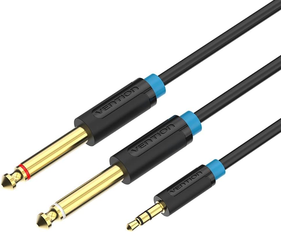 3.5mm to Double 6.5MM Stereo Jack Audio Cable Gold Plated 3.5mm 1/8" TRS to 6.35mm 1/4" TS Mono Y-Cable Splitter Cord for iPhone Multimedia Speakers and Home Stereo Systems (3 Meter)
