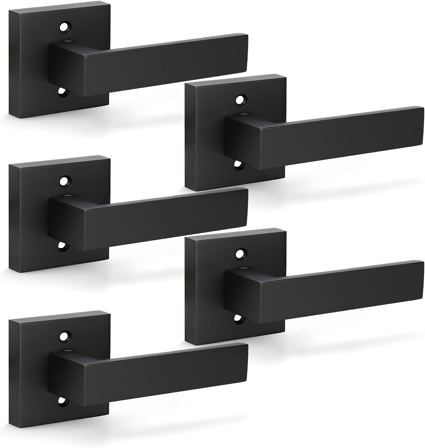 KNOBWELL 10 Pack Dummy Lever Door Handle, Door Levers Interior, Single Sided Handle for Closet, Laundry Room, Hall, Matte Black Finish (Only Single Side Use)