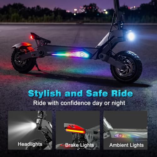 Image of Fast Electric Scooter Adults, 1200W /5600W Off Road E Scooter, 35 /50 Miles Long Range, 35 /50 MPH Top Speed, 10 /11 inch Tires, Foldable Kick Scooter for Adults and Teens with Dual Suspension