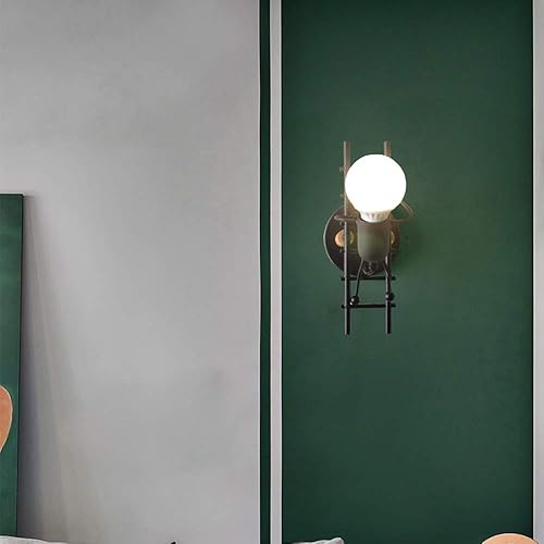 Miniatura 6 de Mengjay - Lámpara de pared creativa humanoide para interiores, lámpara de pared moderna Art Deco de hierro E26 base para dormitorio, habitación de