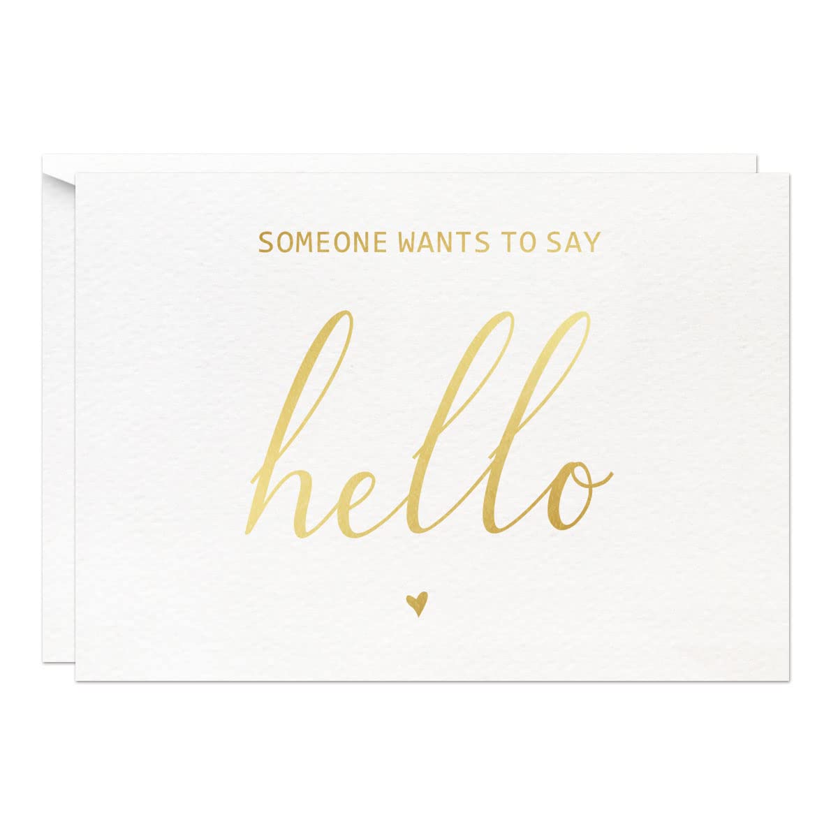 MAGJUCHE Someone Wants To Say Hello Pregnancy Announcement Card, Gold Foil Scan Photo Card
