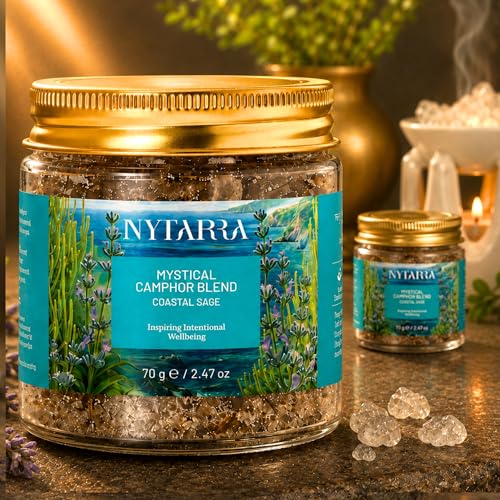 Image of Nytarra Mystical Camphor Blend - Coastal Sage 70g | Original Pure Camphor Infused with Herbs & Spices | Diffuser-Friendly Botanical Blend | Clean Aroma | Modern Twist on Traditional Puja Rituals