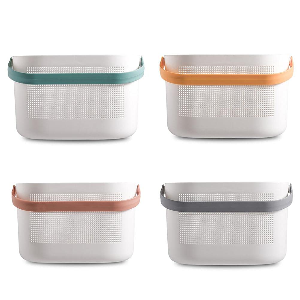Panier de rangement creux plastique gris avec poignée pratique