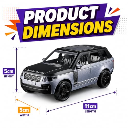 Image of Braintastic Model Diecast Car Toy Vehicle Pull Back Friction with Openable Doors Light & Music Toys for Kids Age 3+ Years (Range Rover Small Grey)
