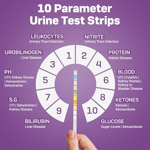 Image of One Step Pet Urine Testing Strips, 5 x 10 Parameter Urinalysis Test Strips, Urine pH Test Strips for Dogs, Cats, Accurate Testing for UTI, Bladder & More, Pet Glucose Monitoring Kit