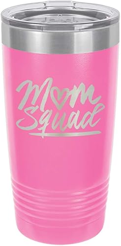 MOM SQUAD PINK Vaso de bebida de 20 oz con pajita  Taza de viaje grabada con láser con citas divertidas  Comparar con Yeti Rambler  Idea de regalo
