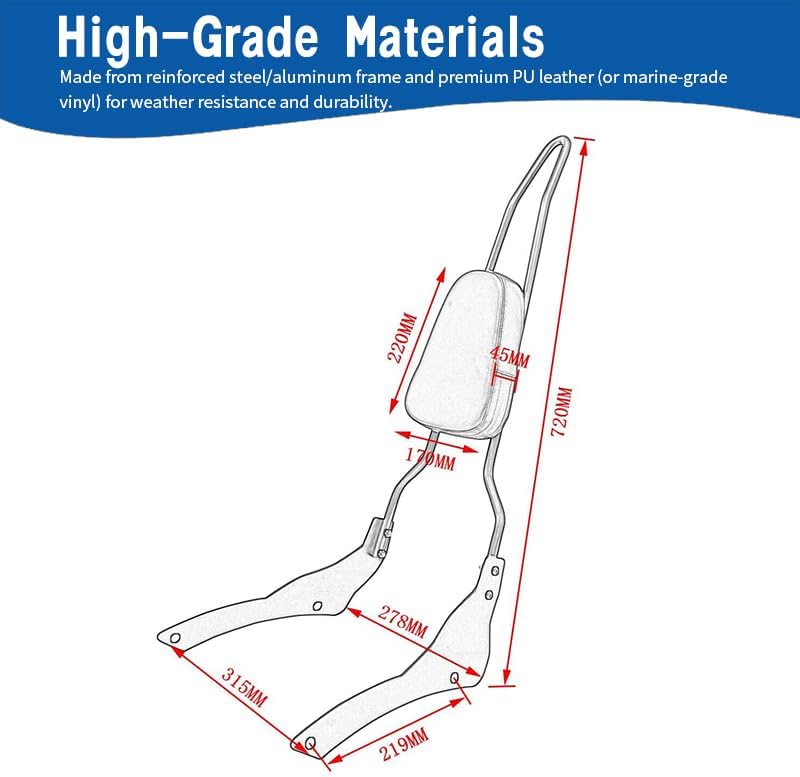 Motorcycle Rear Seat Backrest Sissy Bar Back Rest Compatible For Yamaha VStar 400 650 Classic xvs400 xvs650 Dragstar 400 650 Classic