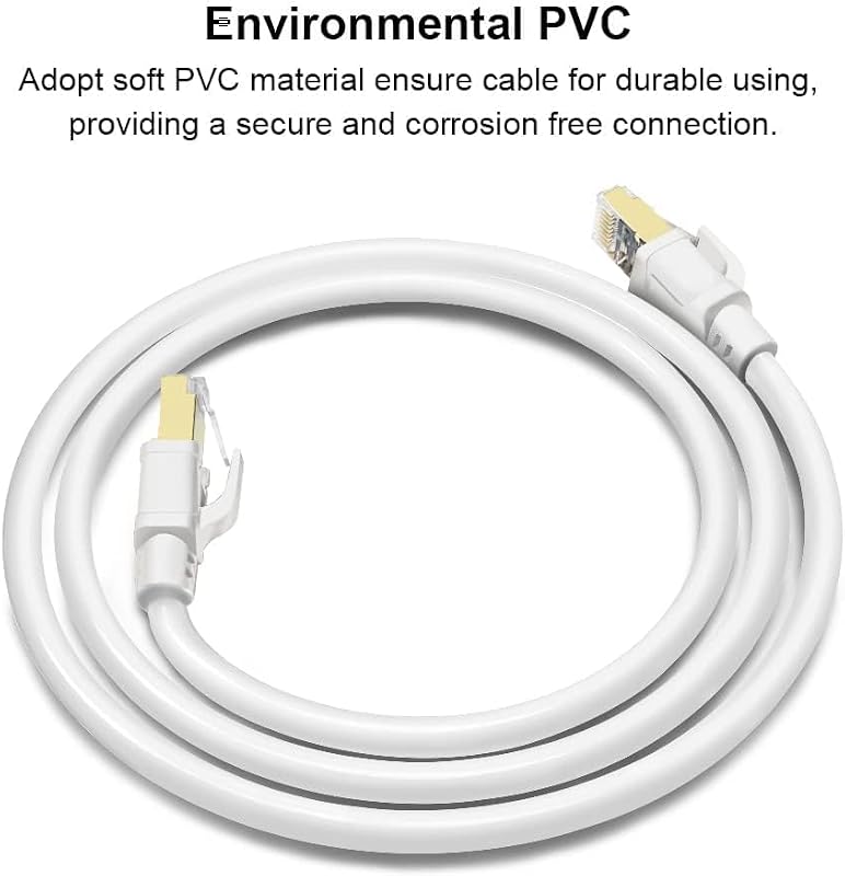Yauhody Cat 8 Ethernet kábel 40 Gbps 3m RJ45 árnyékolt hálózati kábel fehér