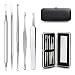 Blackhead Remover Tools Kit, 5 in 1 Tools with Built-in Mirror, Premium Hook Tweezer Included for Zit Pimple Whiteheads Blemish Comedones Acne Treatment, with 10 PCS Alcohol Cotton Pads by HeyBeauty