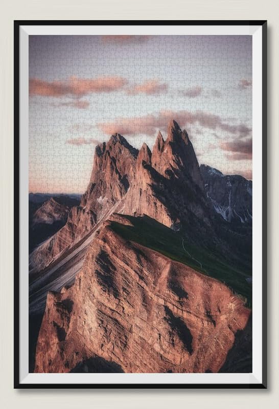 Picos de montaña al atardecer - rompecabezas de madera de 6000 piezas - divertido juego de rompecabezas educativo para hombres y mujeres