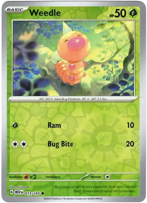 Pokemon - Weedle 013/165 - Pokemon 151 - Reverse Foil - Single Card