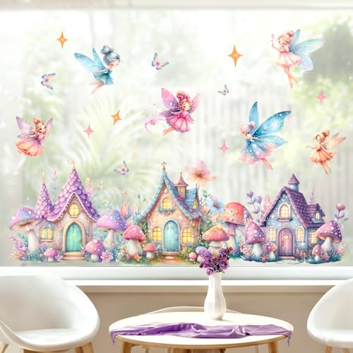 Vinilo Decorativo Princesa Mariposa con Castillo y Flores miniatura 4