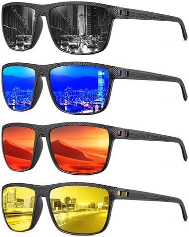 NSSIW Mens-Sunglasses Polarized Sunglasses Men : Classic Sun Glasses with UV Protection for Driving Fishing Golf 4 Packs