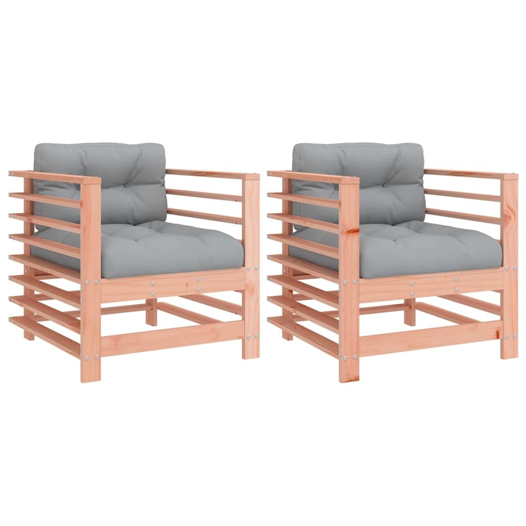 Chaises de jardin avec coussins douglas vidaXL lot de 2 en bois massif