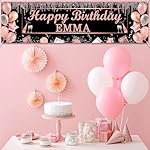 Personalized Birthday Banner Happy Birthday Party Decor Custom DIY Rose and Gold Black Birthdays Backdrop with Name Alphabet Letter Sticker Happy Birthdays Sign Party Supplies for Men Women - Image 4