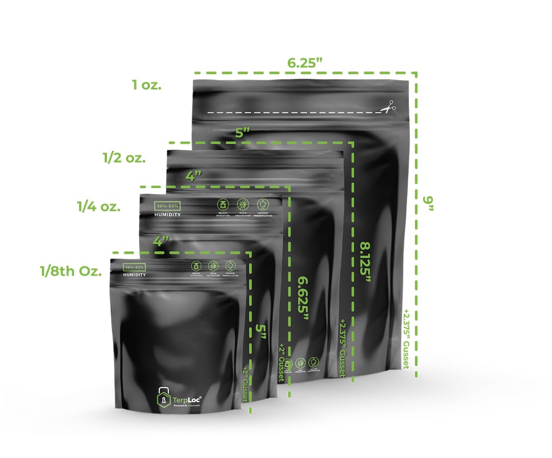 10 pezzi per 30 g Terploc Grove Bags incl. 1 sacchetto igrometro per saldatura e zip con controllo dell'umidità, sacchetto con umidità relativa tra il 58 e il 62% (10, 30 grammi