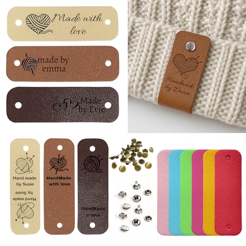 Custom Personalized Leather Tags with Rivets for Handmade Items