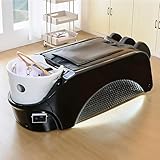 Shampooliege mit Wasserfallkopf, professionelle Massageliege mit einstellbaren Programmen, Moderne, geschwungene Ambientebeleuchtung für Rücken- und Beinmassage