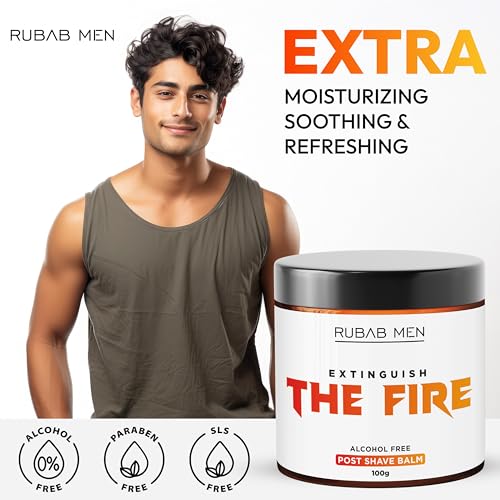 Image of RUBAB MEN Alcohol Free Post Shave Balm - 100g | Extra Moisturizing, Soothing & Refreshing After Shave Lotion | Paraben, SLES
