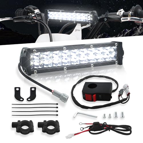 MLWRID Light Bar Kit, Dirt Bike Light Bar with USB Socket for Kawasaki KLX110 KX250F KX450F,for Honda CRF110 CRF250R CRF450R,for Yamaha TTR110 YZ125,for Suzuki RM85 & Universal Fit Most 7/8”Handlebars