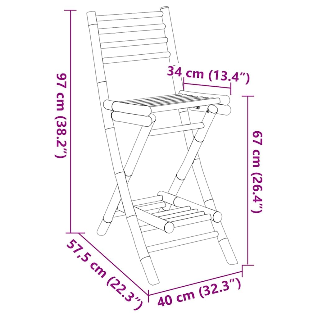 vidaXL Tabourets de Bar d'extérieur avec Repose-Pieds 2 pcs Pliables en