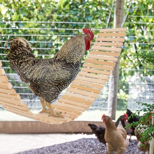 Jorewood Chicken Coop Toy Natural Wooden Chicken Swing & Bridge Toys Multi-Functional Poultry Perch with Wooden Beads (Safe for Chickens/Ducks) — 사진 5