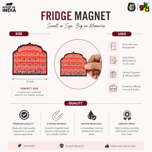 Image of GKD India Tourism Wooden Fridge Magnet | Travel Souvenir | Decorative Refrigerator Magnet for Home, Kitchen, Office & Cafe | Fridge Decor & Gift for Travel Lovers Pack of 6