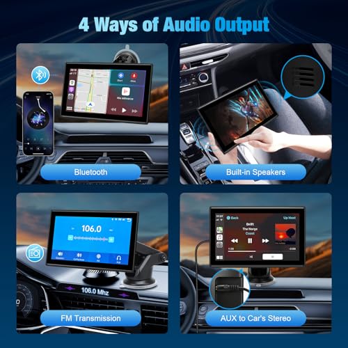 7-inch Wireless CarPlay Screen for Car - Apple CarPlay & Android Auto Touchscreen Stereo, HD Display with Bluetooth, GPS Navigation, Voice Control, Plug-and-Play FM/AUX/Mirroring (Black) by BOAODIFSH - Image 5