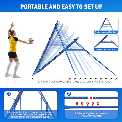 Image of Volleyball Baseball Rebounder Net, Softball Rebounder Pitchback Net Quick Adjustments, Quick Adjustments Lacrosse Bounce Back Practice Equipment, Ideal for Outdoor Indoor and Backyard Training