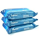 HygiCare Bamboo Body & Face Wipes for Adults Bathing No Rinse, Shower Wipes 60 Count, 12"x8" Extra Thick, Verbena Scent, Biodegradable Disposable Washcloths for Travel, Elderly, Car, Gym, Camping
