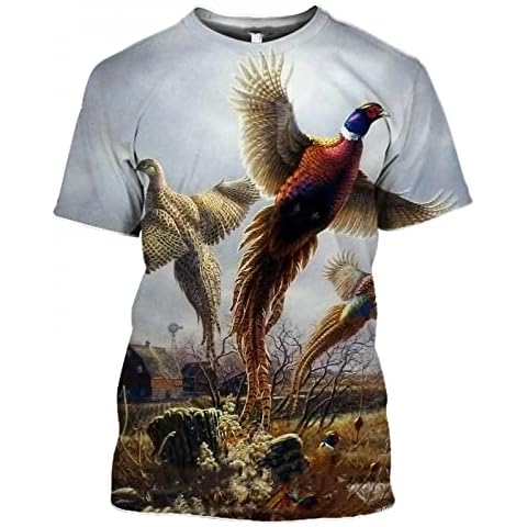 XKYDYF Unisex 3D T-Shirts Top Wild Boar Tshirt Men Jungle Animal Mallard 3D Print Hunt Reed Camouflage T Shirt Guns Hide Deer Funny Women Streetwear Cover
